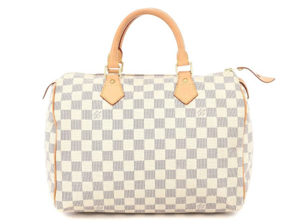 LOUIS VUITTON Speedy Handbag Azur White